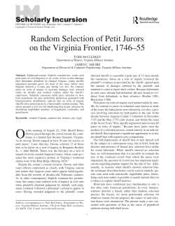 Random Selection of Petit Jurors on the Virginia Frontier