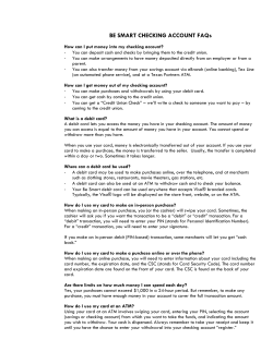 BE SMART CHECKING ACCOUNT FAQs