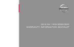 2016 Nissan NV 1500/2500/3500 Warranty Information Booklet