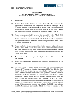 Danske response to PDR