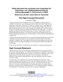 The High Concept Document High Concept Statement