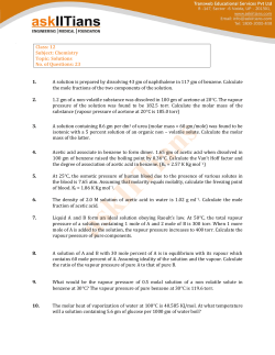 Class: 12 Subject: Chemistry Topic: Solutions No. of