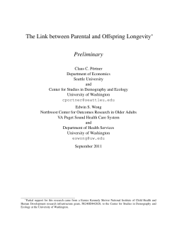 The Link between Parental and Offspring Longevity Preliminary