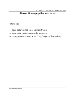 Planar Homographies Nov. 15, `04
