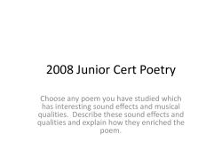 2008 Junior Cert Poetry Plan
