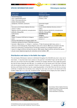 HELCOM Red List Petromyzon marinus