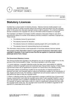 Statutory Licences - Australian Copyright Council