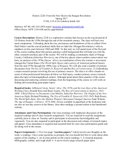 HIST 2220 From the New Deal to the Reagan