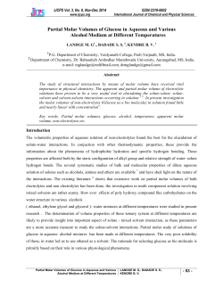 Partial Molar Volumes of Glucose in Aqueous and Various Alcohol