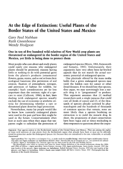 At the Edge of Extinction: Useful Plants of the Border States of the