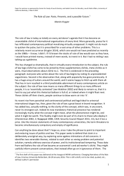 The Rule of Law: Pasts, Presents, and a possible