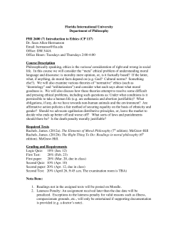 PHI 2600 An Introduction to Ethics