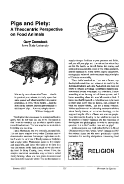 Pigs and Piety: A Theocentric Perspective on Food