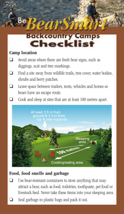 Be BearSmart - Backcountry Camps Checklist