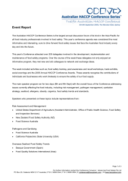 12th Conference Report - Australian HACCP Conference
