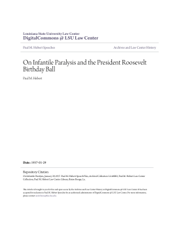 On Infantile Paralysis and the President Roosevelt Birthday Ball