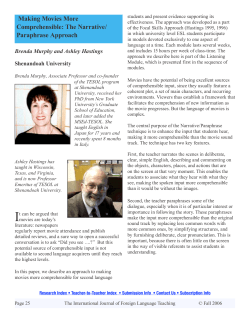 Making Movies More Comprehensible: The Narrative/ Paraphrase