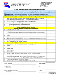 LOUISIANA TECH UNIVERSITY Office of Financial Aid