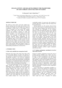 solar activity and solar weather in the framework of life`s