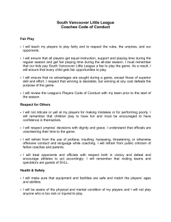 South Vancouver Little League Coaches Code of Conduct