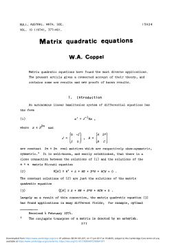 Matrix quadratic equations - Cambridge University Press