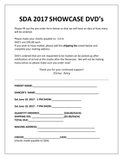 DVD Order Form - Salisbury Dance Academy