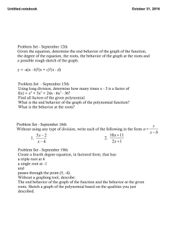 Problem Set - September 12th Given the equation, determine the