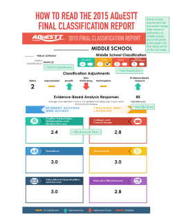 How to Read the 2015 AQuESTT Final Classification Reports
