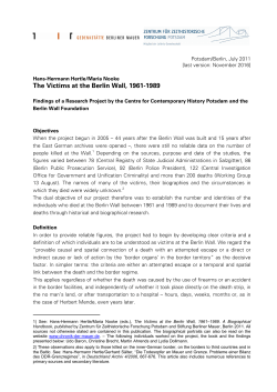 The Victims at the Berlin Wall, 1961-1989