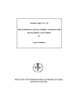 The European Social Model: Lessons for Developing Countries