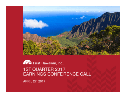 1ST QUARTER 2017 EARNINGS CONFERENCE CALL