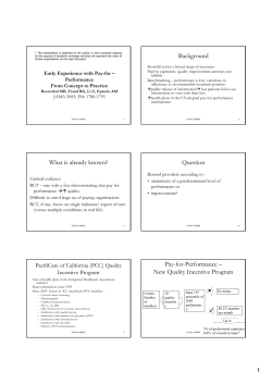 Background What is already known? Question Pay-for