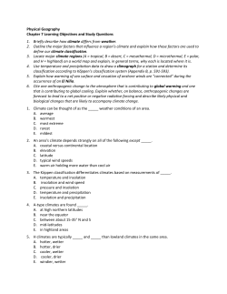 Physical Geography Chapter 7 Learning Objectives and Study