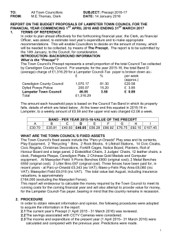 TO: All Town Councillors SUBJECT: Precept 2016