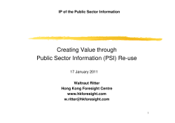 Creating Value through Public Sector Information (PSI) Re-use