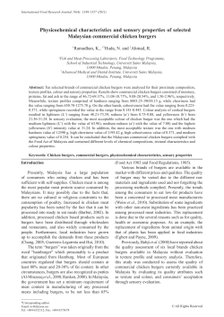Physicochemical characteristics and sensory properties of selected