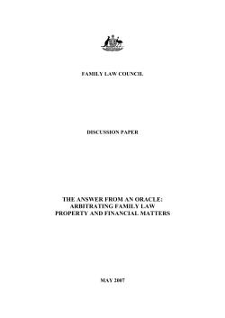 Discussion paper on arbitration in family law matters