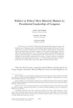 Politics or Policy? How Rhetoric Matters to Presidential Leadership