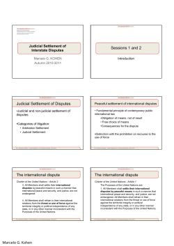 Marcelo G. Kohen Sessions 1 and 2 Judicial Settlement of Disputes