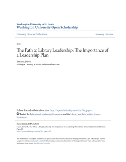 The Path to Library Leadership: The Importance of a Leadership Plan