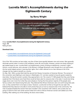Lucretia Mottˇs Accomplishments during the Eighteenth Century