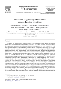 Behaviour of growing rabbits under various housing conditions