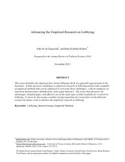 Advancing the Empirical Research on Lobbying