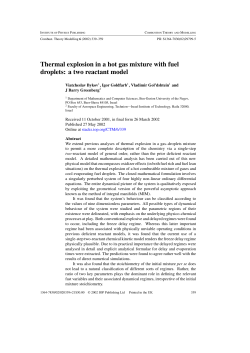 Thermal explosion in a hot gas mixture with fuel droplets: a two