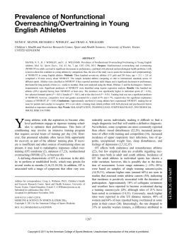 Prevalence of Nonfunctional Overreaching/Overtraining in Young