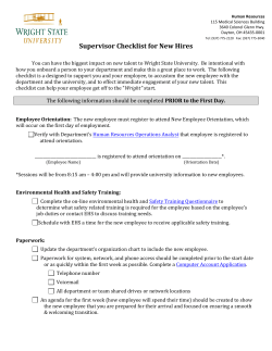 Supervisor Checklist for New Hires