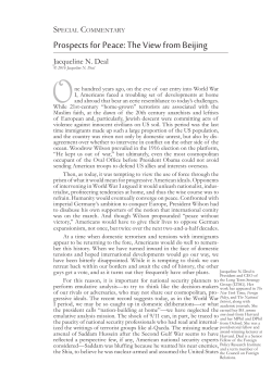 Prospects for Peace: The View from Beijing