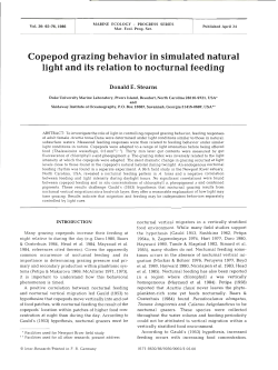Copepod grazing behavior in simulated natural light and its relation