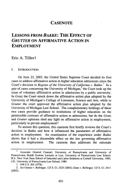 Lessons from Bakke: The Effect of Grutter on Affirmative Action in