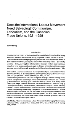 Does the International Labour Movement Need Salvaging